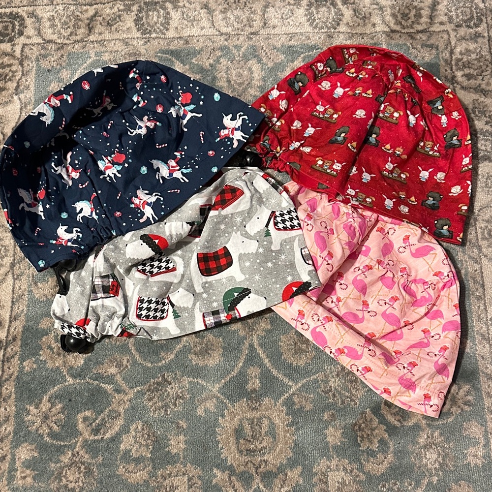 Harmony Scrub Hats Women's Patterned unicorn Scottie flamingo holiday  set of 4
